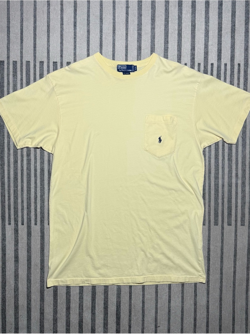 Vintage 80/90s Polo by Ralph Lauren Men’s Yellow Pocket T-Shirt - Made in Canada